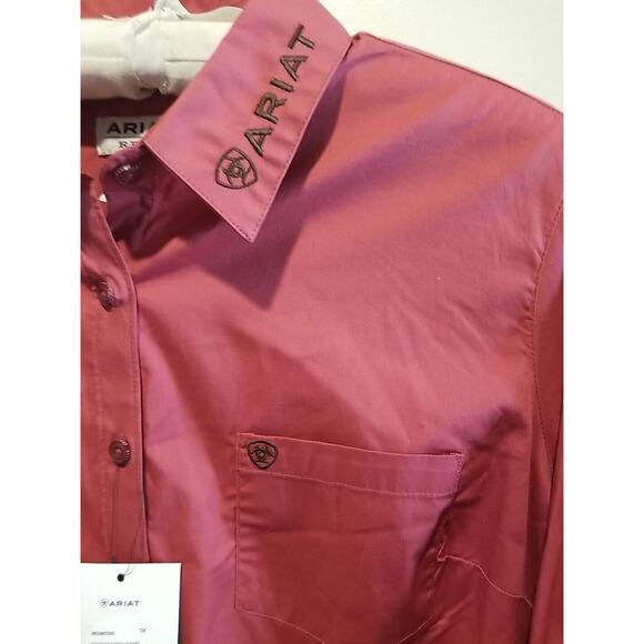 NWT Ariat Real Kirby Stretch Long Sleeve‎ Shirt Earth Red Brick Red Women's 1X - Picture 5 of 11